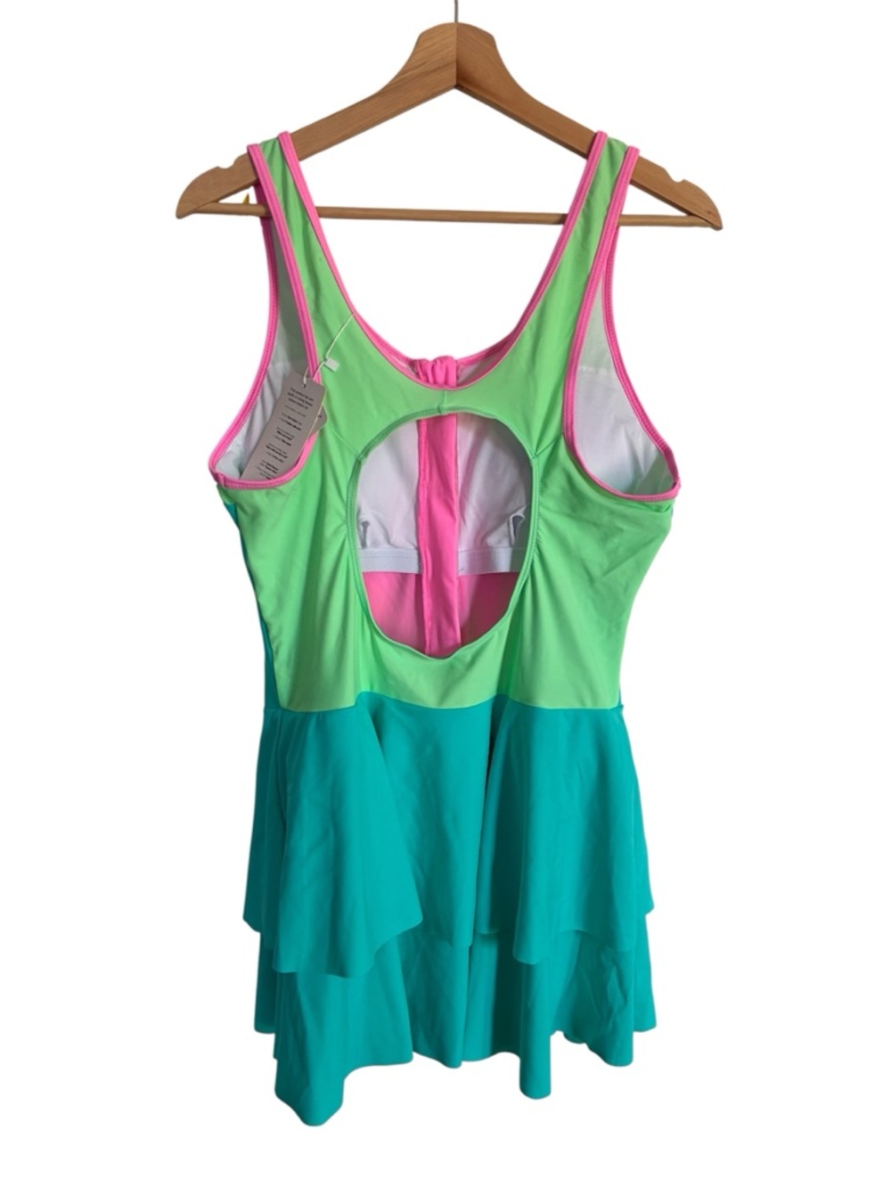 Uniquebella Women’s Colorblock Swimsuit Dress XL | Neon Pastel Tummy Control - Picture 2 of 6